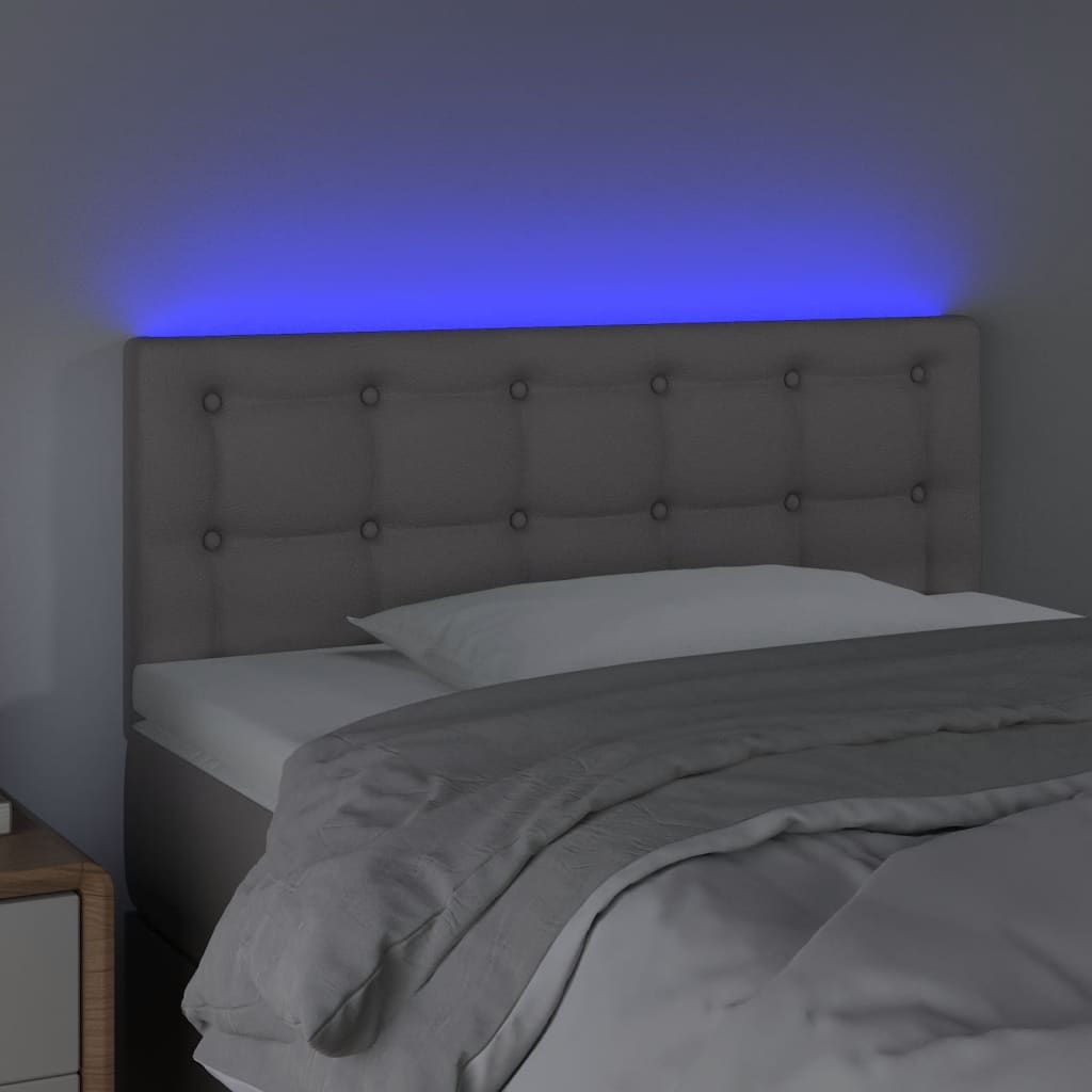 vidaXL LED Горна табла за легло, сива, 100x5x78/88 см, изкуствена кожа