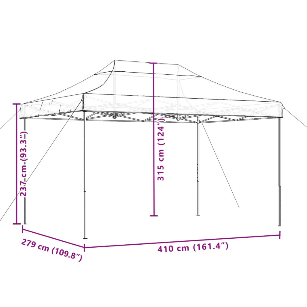 vidaXL Сгъваема парти шатра, pop-up, оранжева, 410x279x315 см