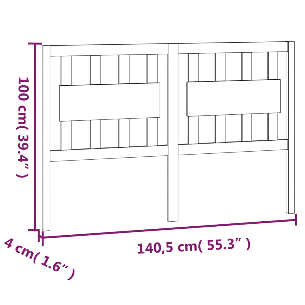 vidaXL Горна табла за легло, 140,5x4x100 см, бор масив