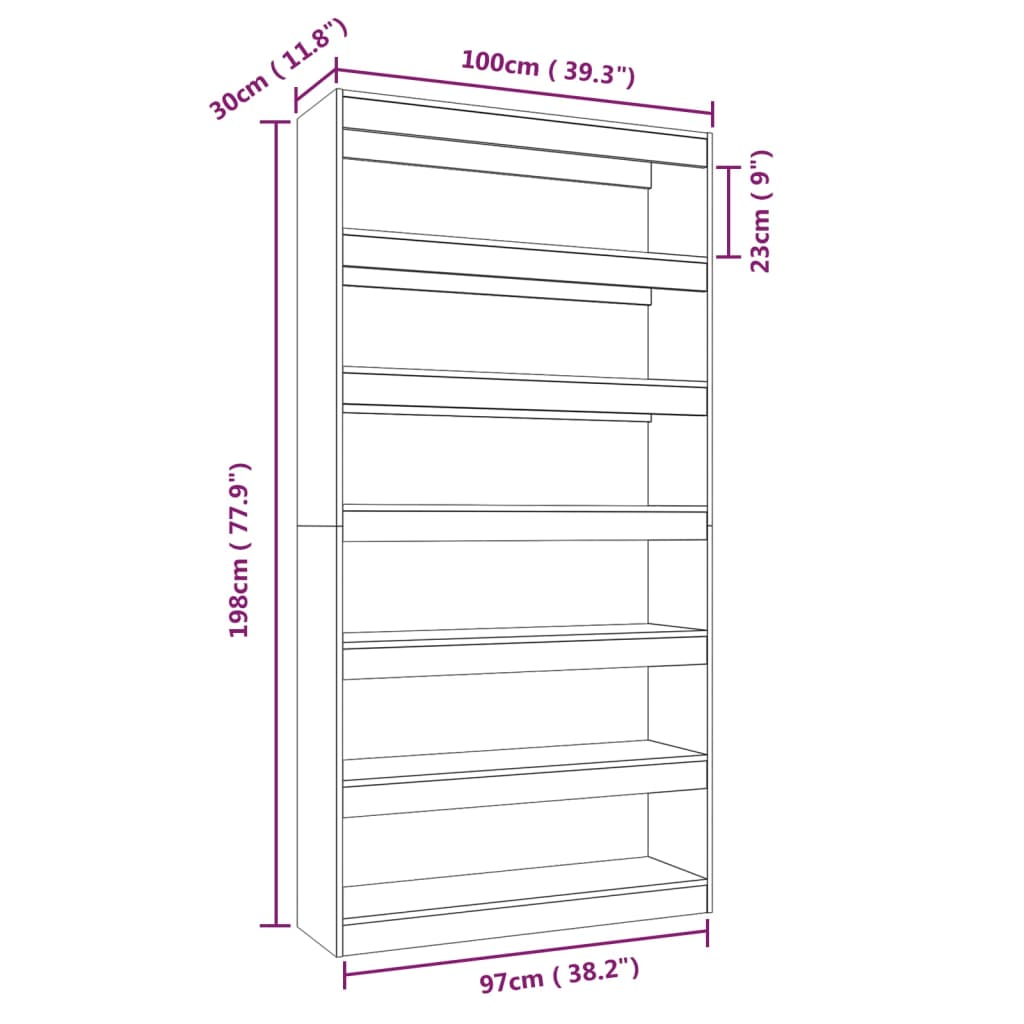 vidaXL Разделител за стая, бял гланц, 100x30x198 см, инженерно дърво