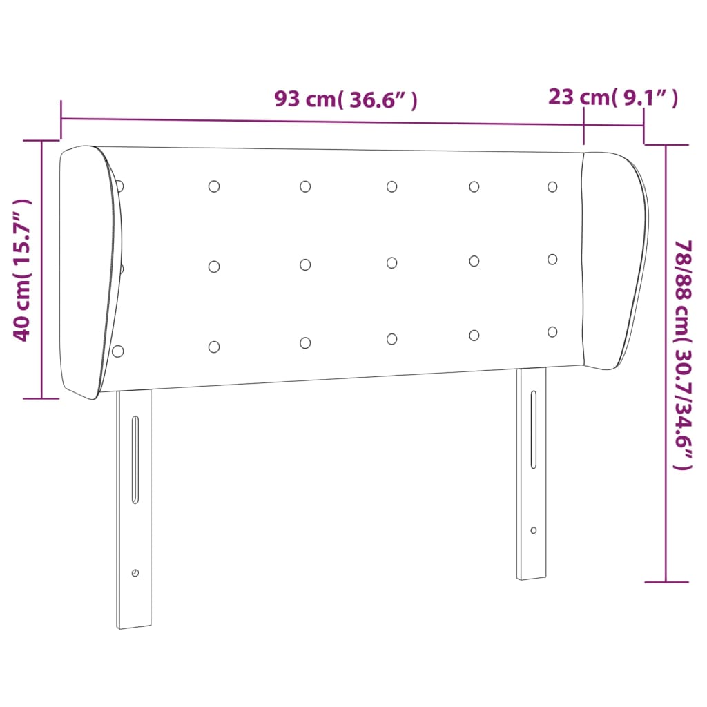 vidaXL Горна табла за легло с уши, светлосива,93x23x78/88 см, плат