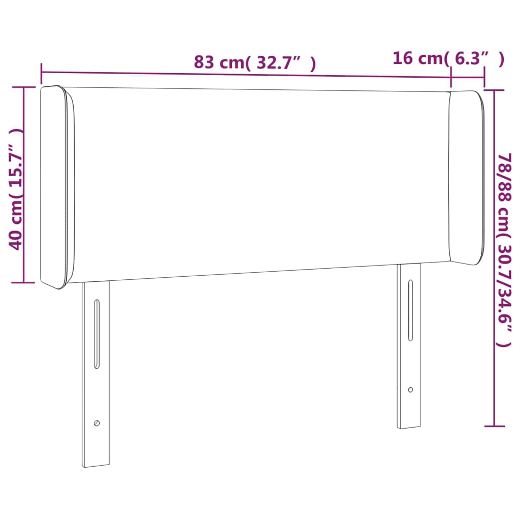 vidaXL LED горна табла за легло, светлосива,83x16x78/88 см, кадифе