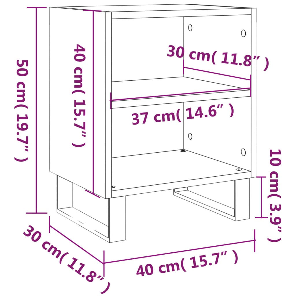 vidaXL Нощни шкафчета 2 бр черни 40x30x50 см инженерно дърво