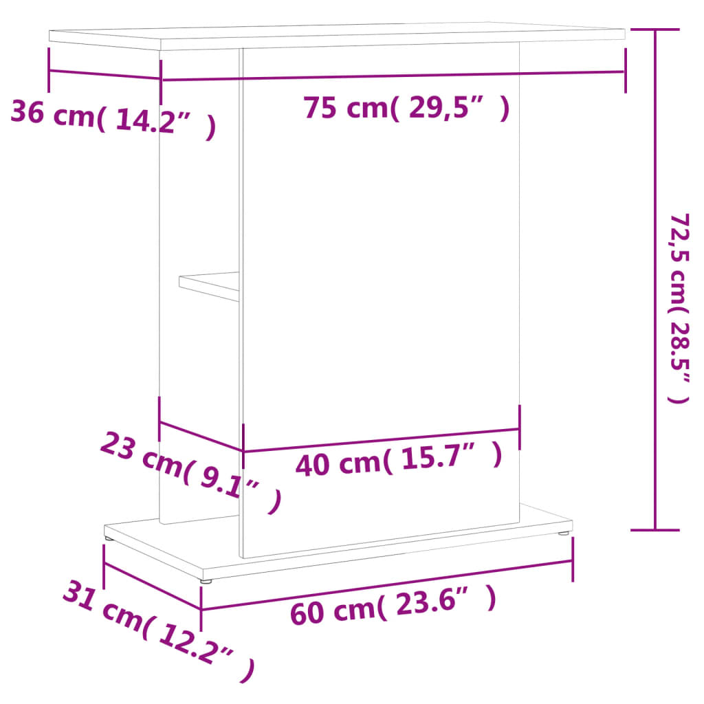 vidaXL Поставка за аквариум, кафяв дъб, 75x36x72,5 см, инженерно дърво