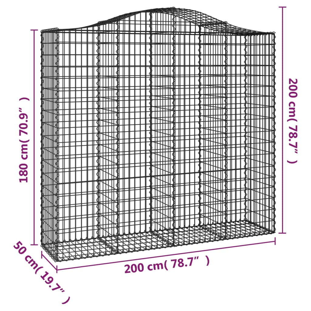 vidaXL Габионни кошници арка 25 бр 200x50x180/200см поцинковано желязо