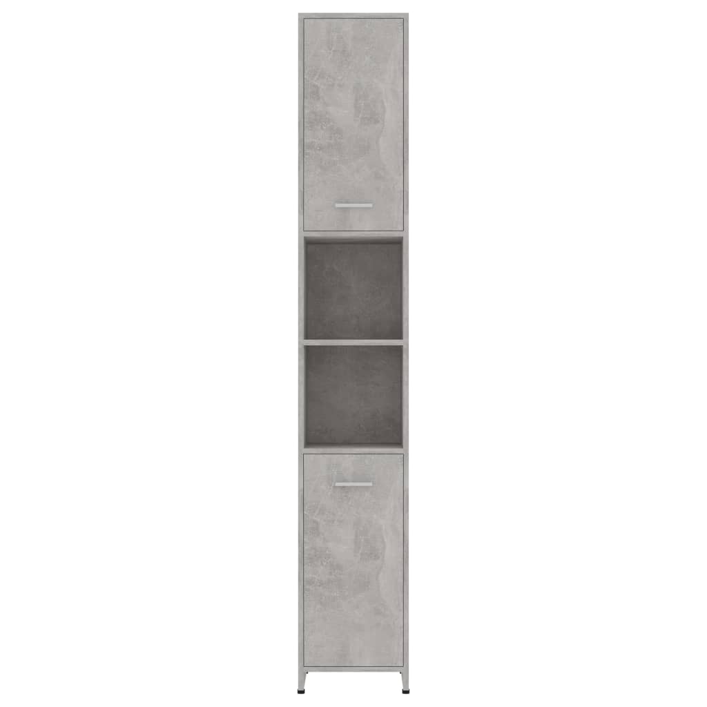 vidaXL Шкаф за баня, бетонно сив, 30x30x183,5 см, инженерно дърво