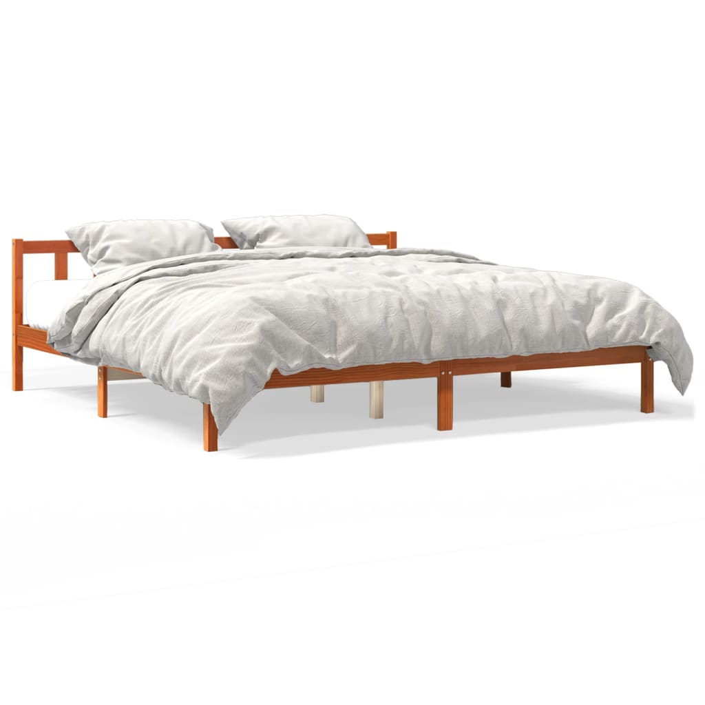 vidaXL Рамка за легло, восъчнокафяв, 180x200 см, борово дърво масив