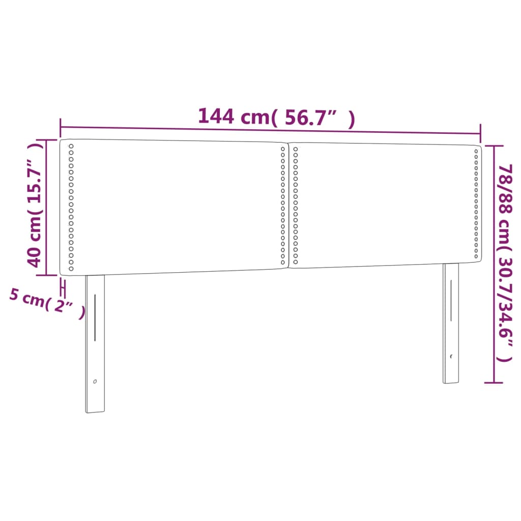 vidaXL LED горна табла за легло, розова, 144x5x78/88 см, кадифе