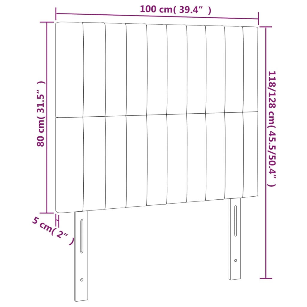 vidaXL LED горна табла за легло, таупе, 100x5x118/128 см, плат