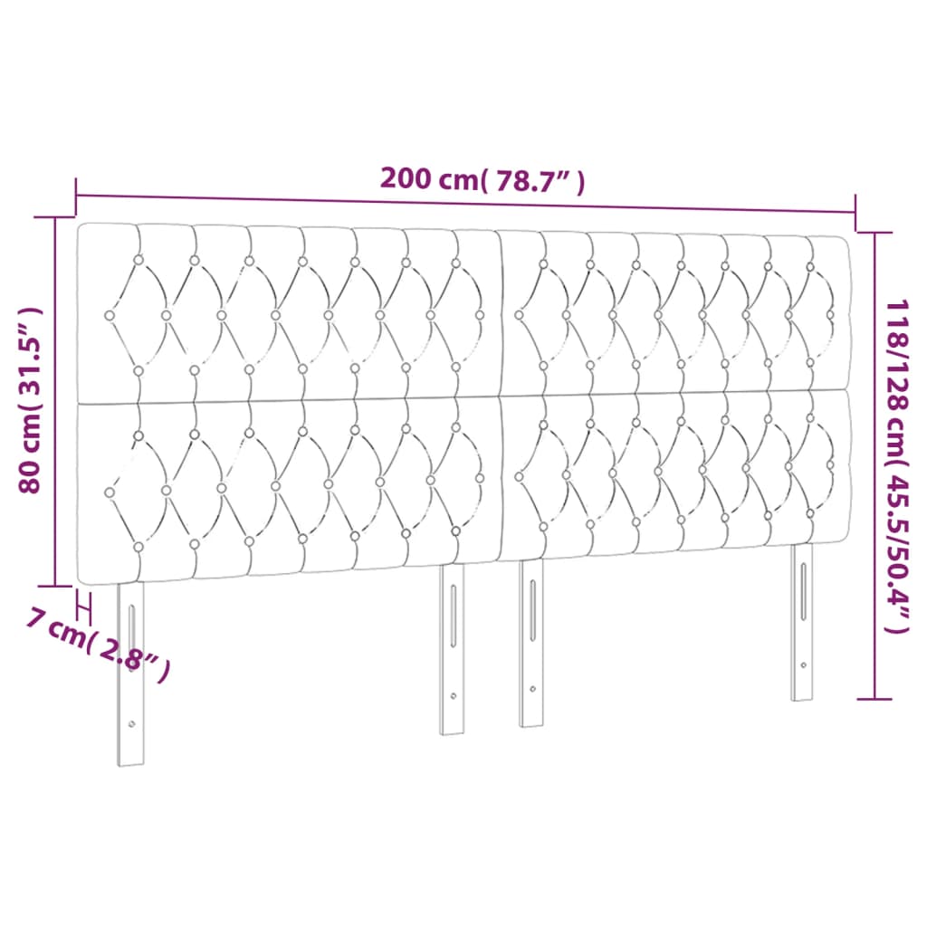 vidaXL Горни табли за легло, 4 бр, тъмносиня, 100x7x78/88 см кадифе