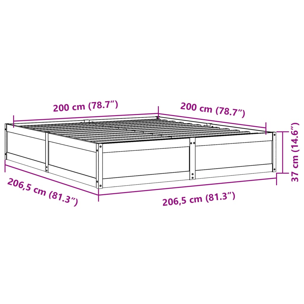 vidaXL Рамка за легло без матрак 200x200 см масивна чамова дървесина