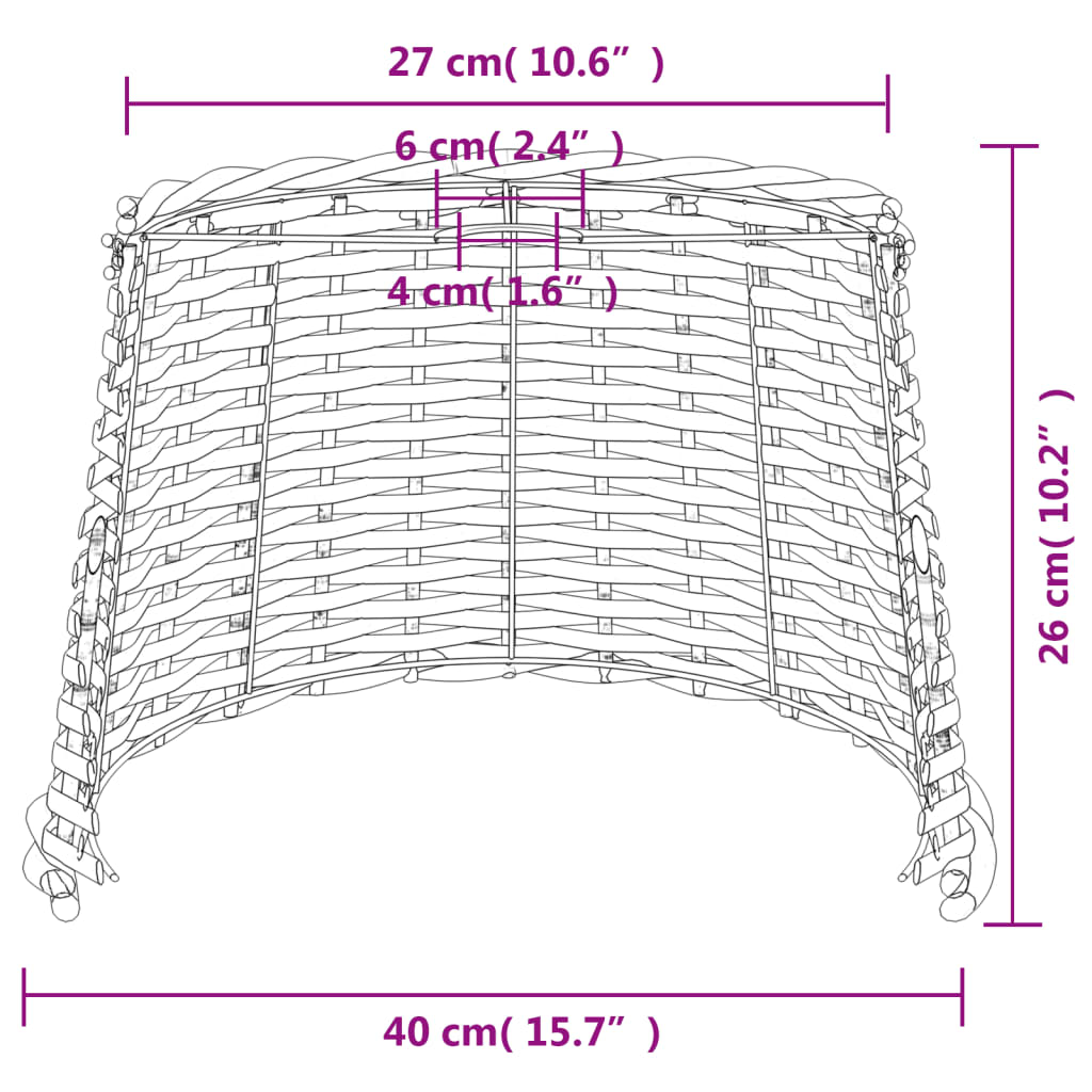 vidaXL Абажур за таванна лампа бял Ø40x26 см ракита