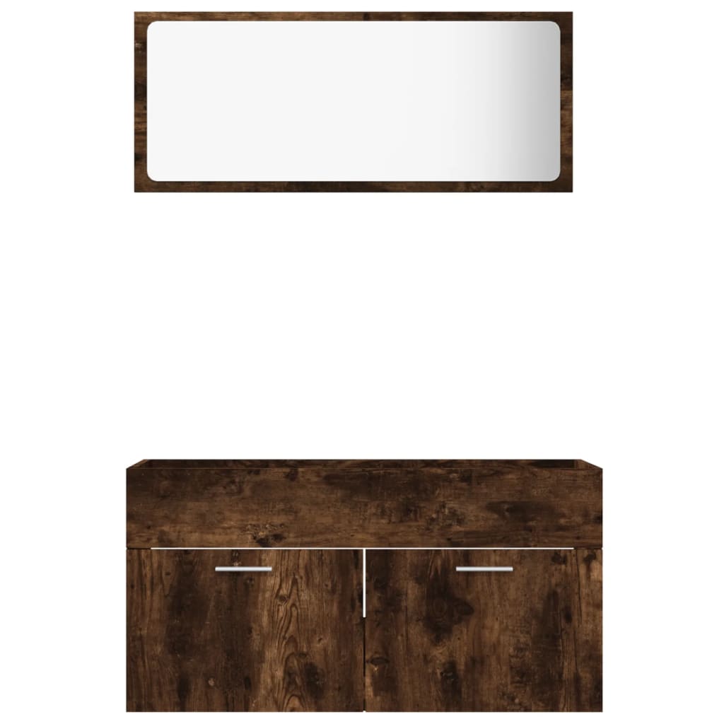 vidaXL Комплект мебели за баня от 2 части, опушен дъб, инженерно дърво