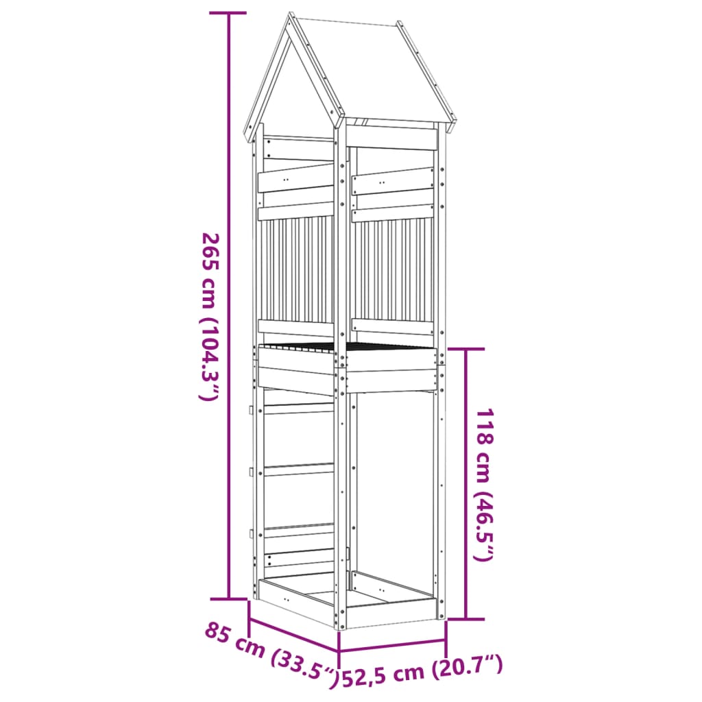 vidaXL Кула за игра 85x52,5x265 см импрегнирана борова дървесина