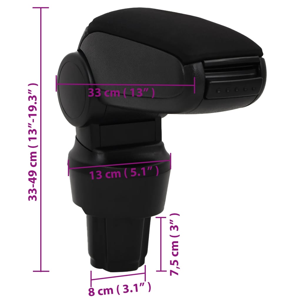 vidaXL Подлакътник за кола черен 13x33x(33-49) см ABS