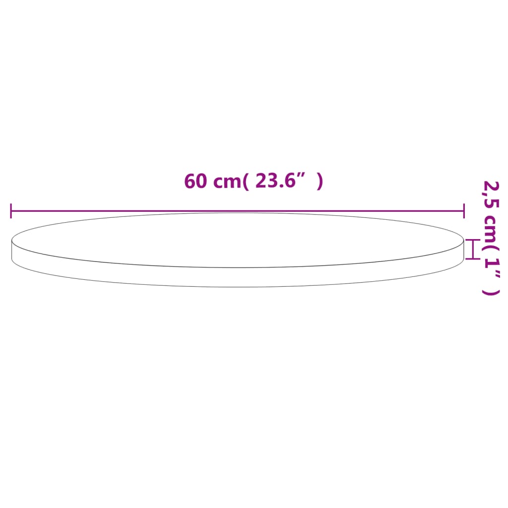 vidaXL Плот за маса Ø60x2,5 см кръгъл масивен бук