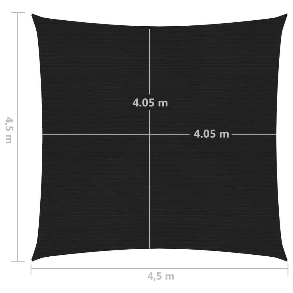 vidaXL Платно-сенник, 160 г/м², черно, 4,5x4,5 м, HDPE