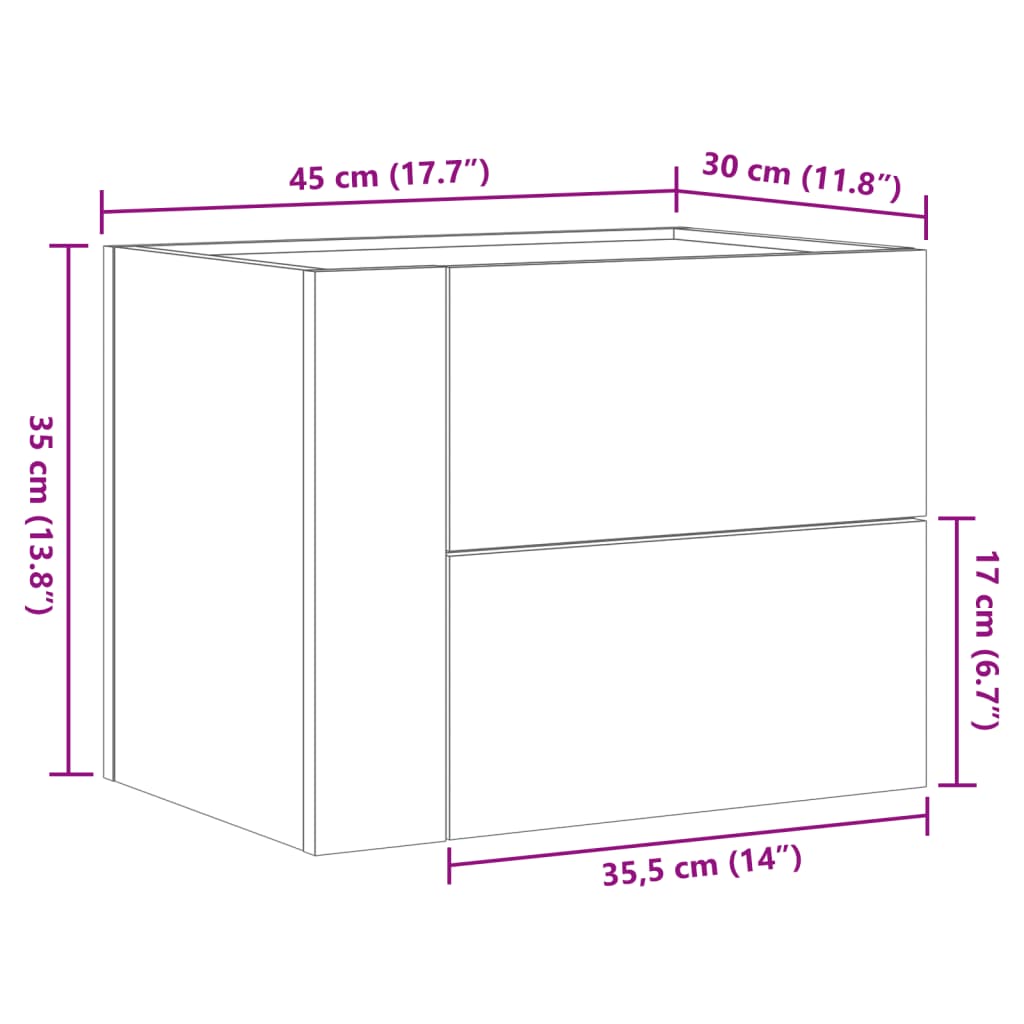 vidaXL Нощни шкафчета за стенен монтаж, 2 бр, бели, 45x30x35 см