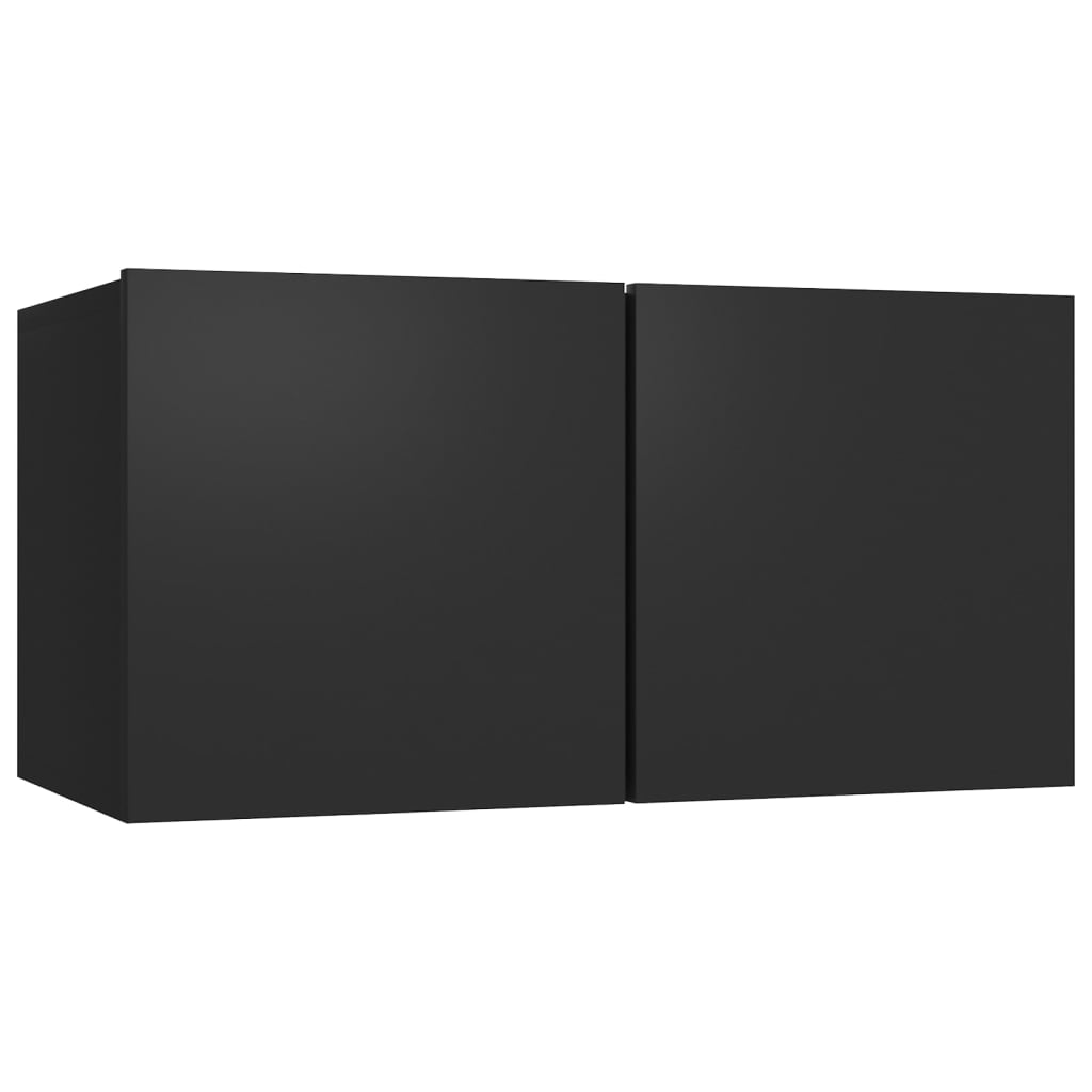 vidaXL Комплект ТВ шкафове от 4 части, черен, инженерно дърво