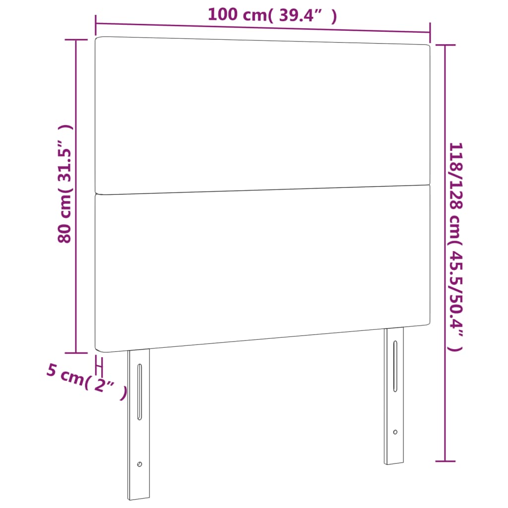 vidaXL Горни табли за легло 2 бр сива, 100x5x78/88 см, изкуствена кожа