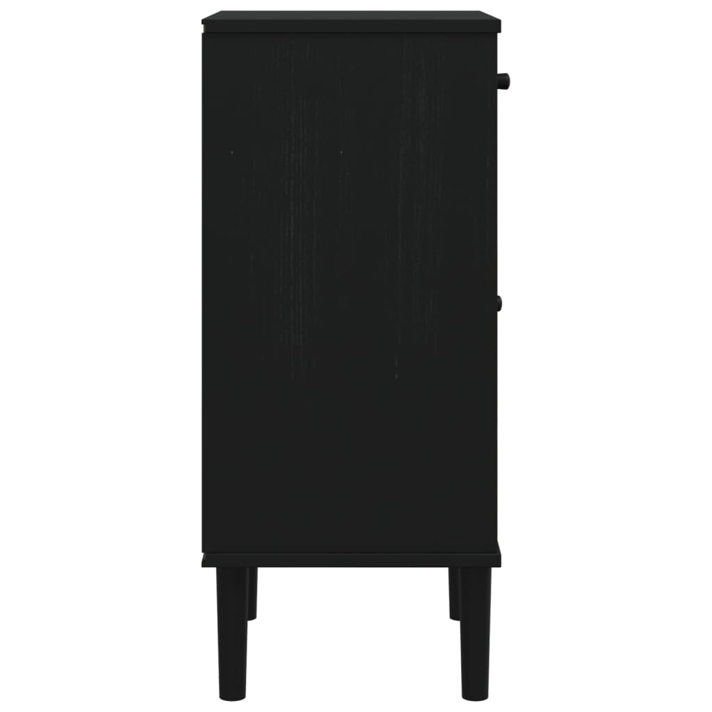 vidaXL Нощно шкафче SENJA ратанова визия черно 40x35x80 см бор масив