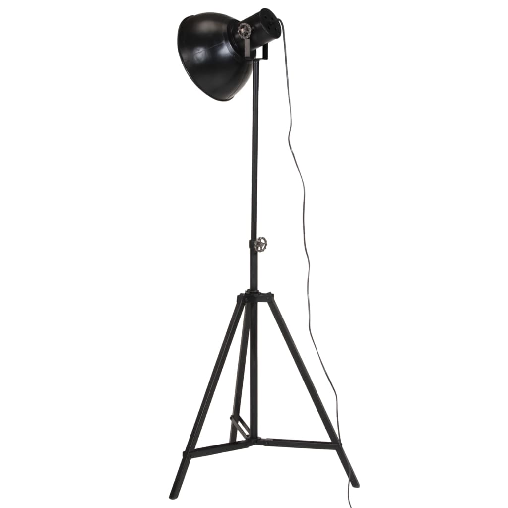 vidaXL Подова лампа, 25 W, черна, 61x61x90/150 см, E27