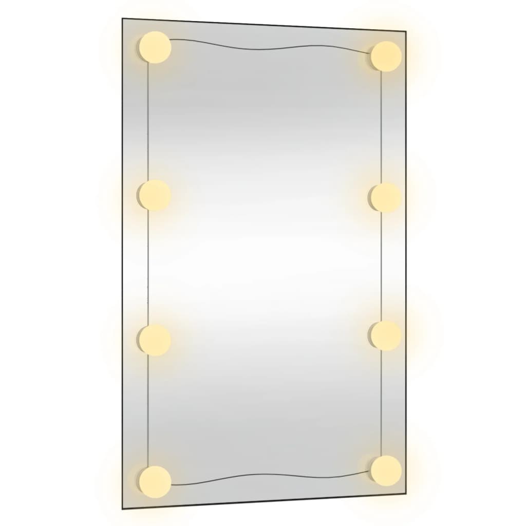 vidaXL Стенно огледало с LED лампи 50x80 см стъкло правоъгълно