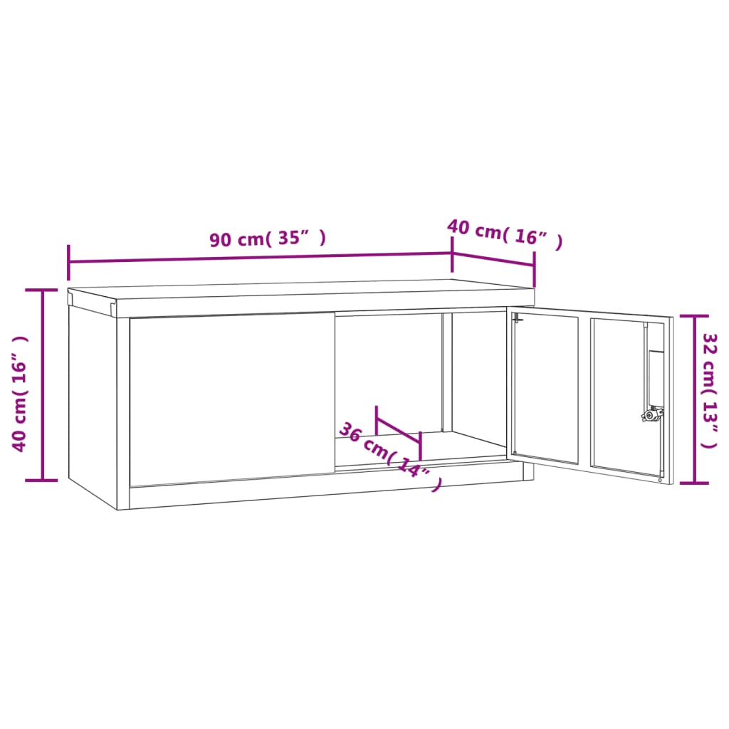 vidaXL Шкаф за папки черен 90x40x110 см стомана