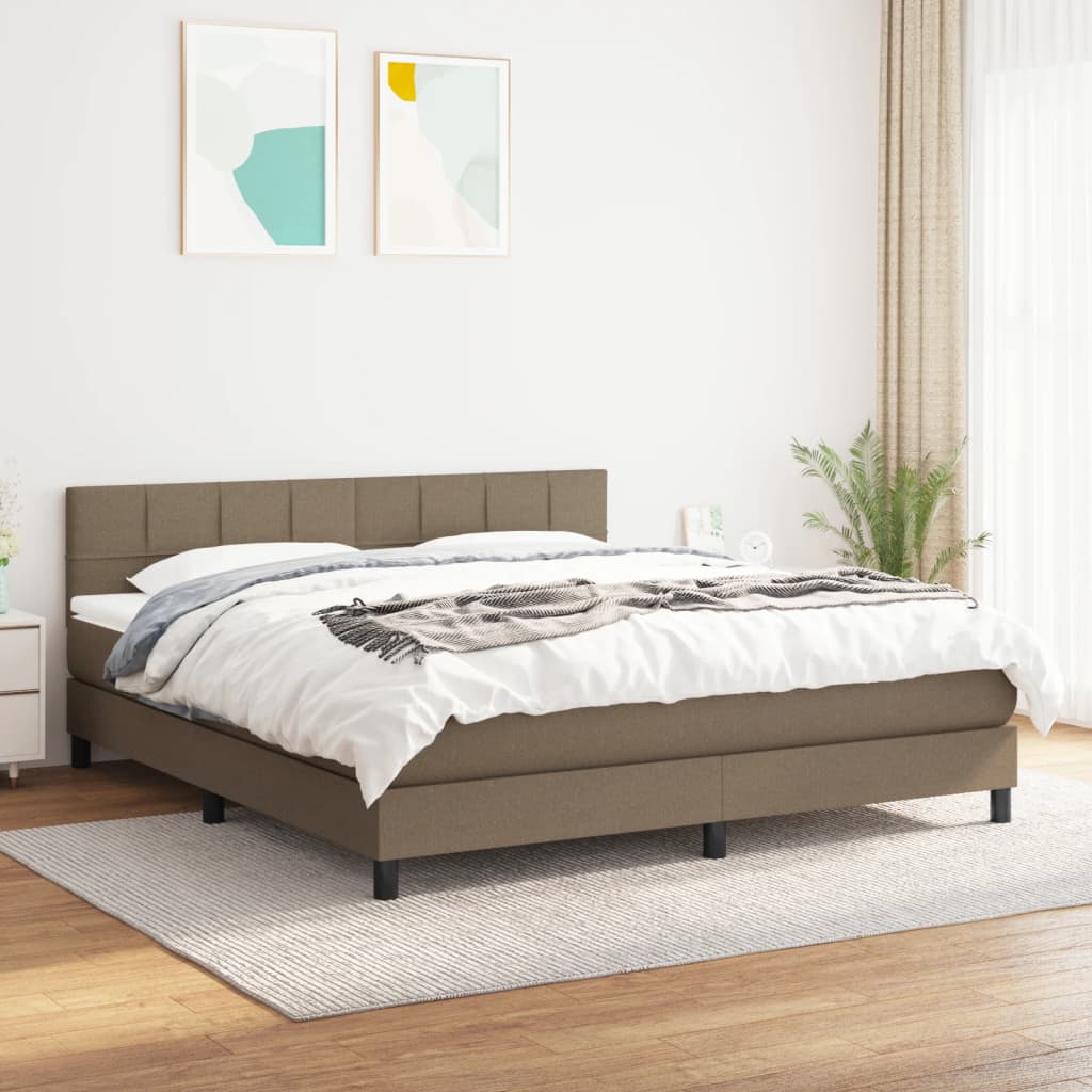 vidaXL Боксспринг легло с матрак, таупе, 160x200 см, плат