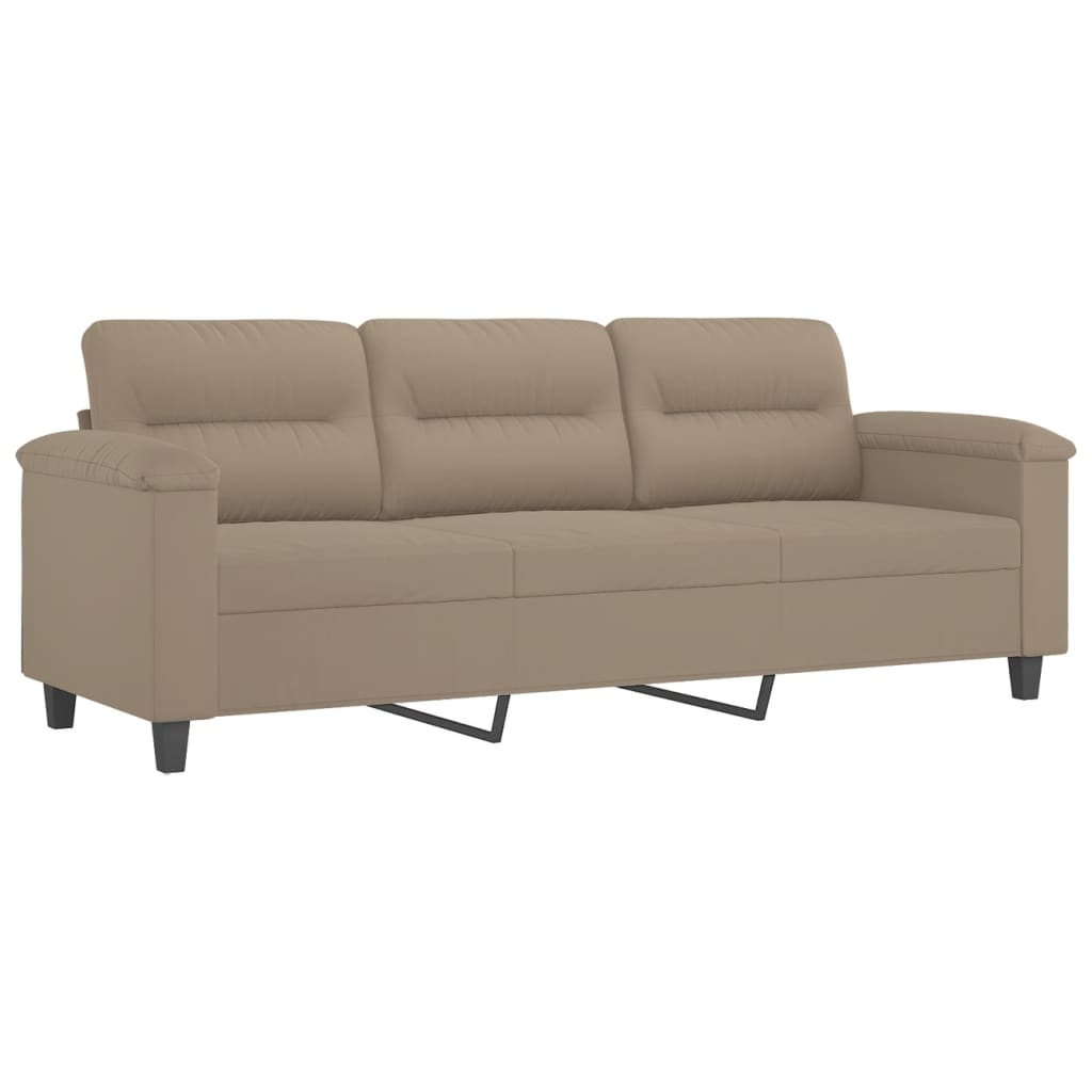 vidaXL 3-местен диван с възглавници таупе 180 см микрофибърен текстил