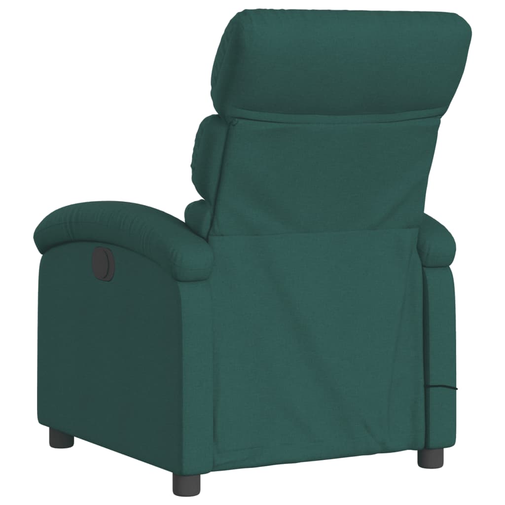 vidaXL Електрически масажен наклоняем стол, тъмнозелен, текстил