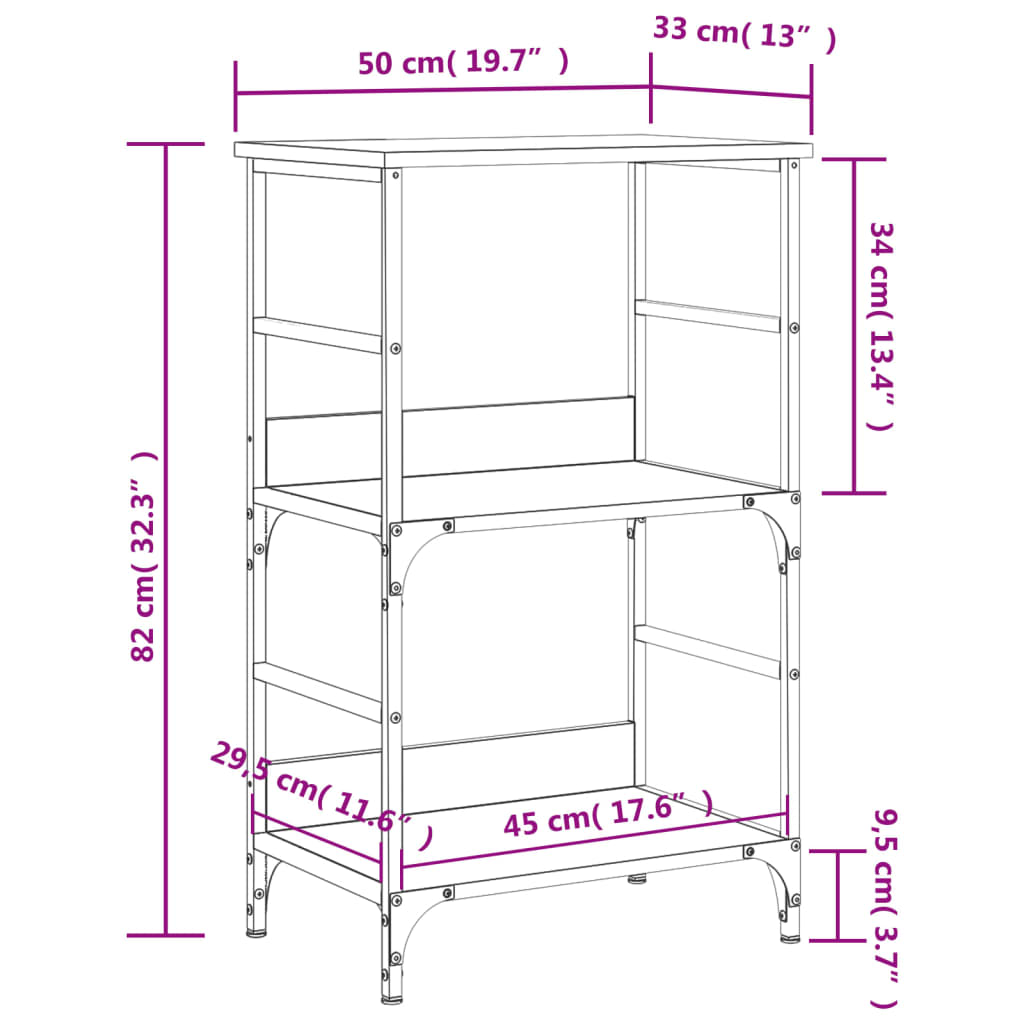 vidaXL Етажерка за книги опушен дъб 50x33x82 см инженерно дърво