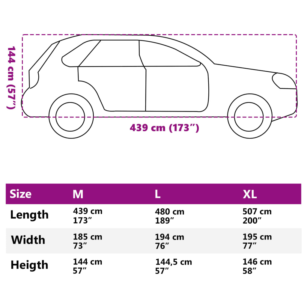 vidaXL Покривало за кола, за SUV, с каишки, цяло, сребрист, M