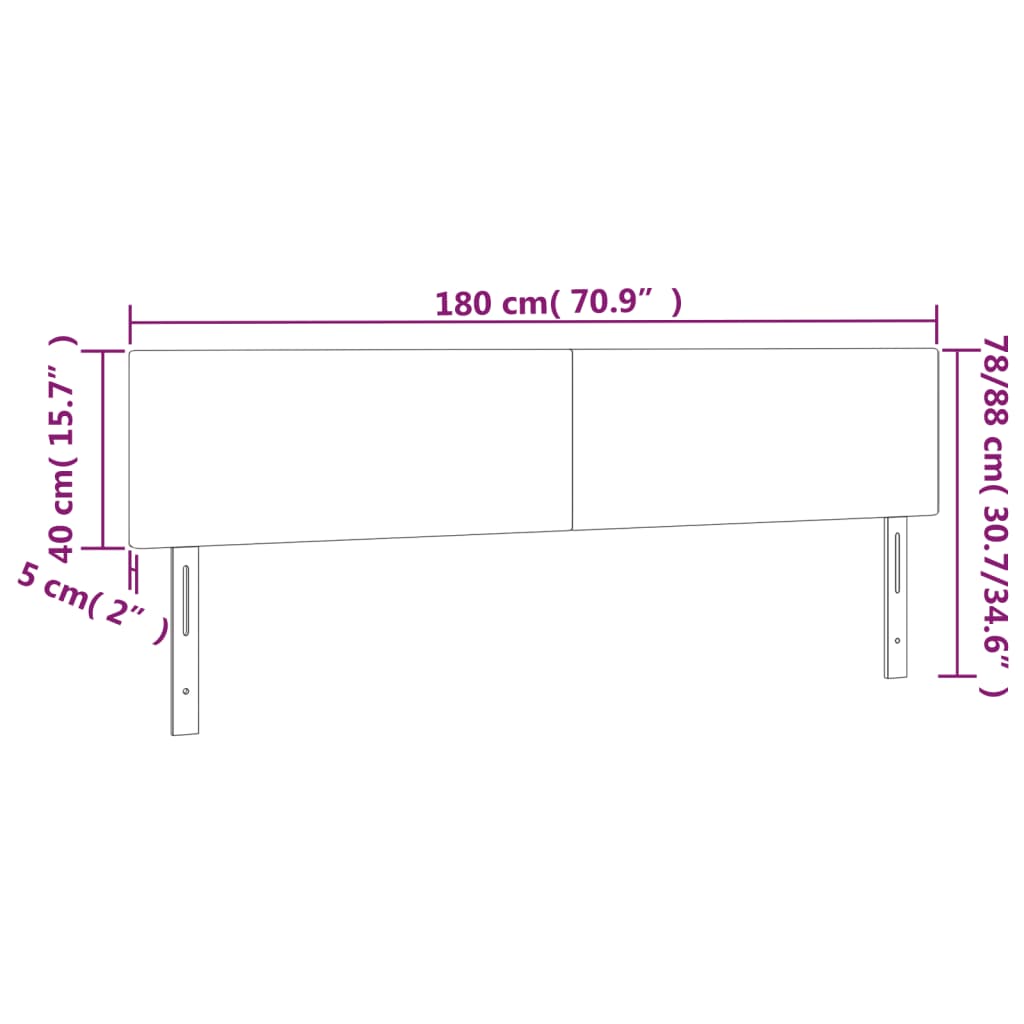 vidaXL LED горна табла за легло, тъмносиня, 180x5x78/88 см, кадифе