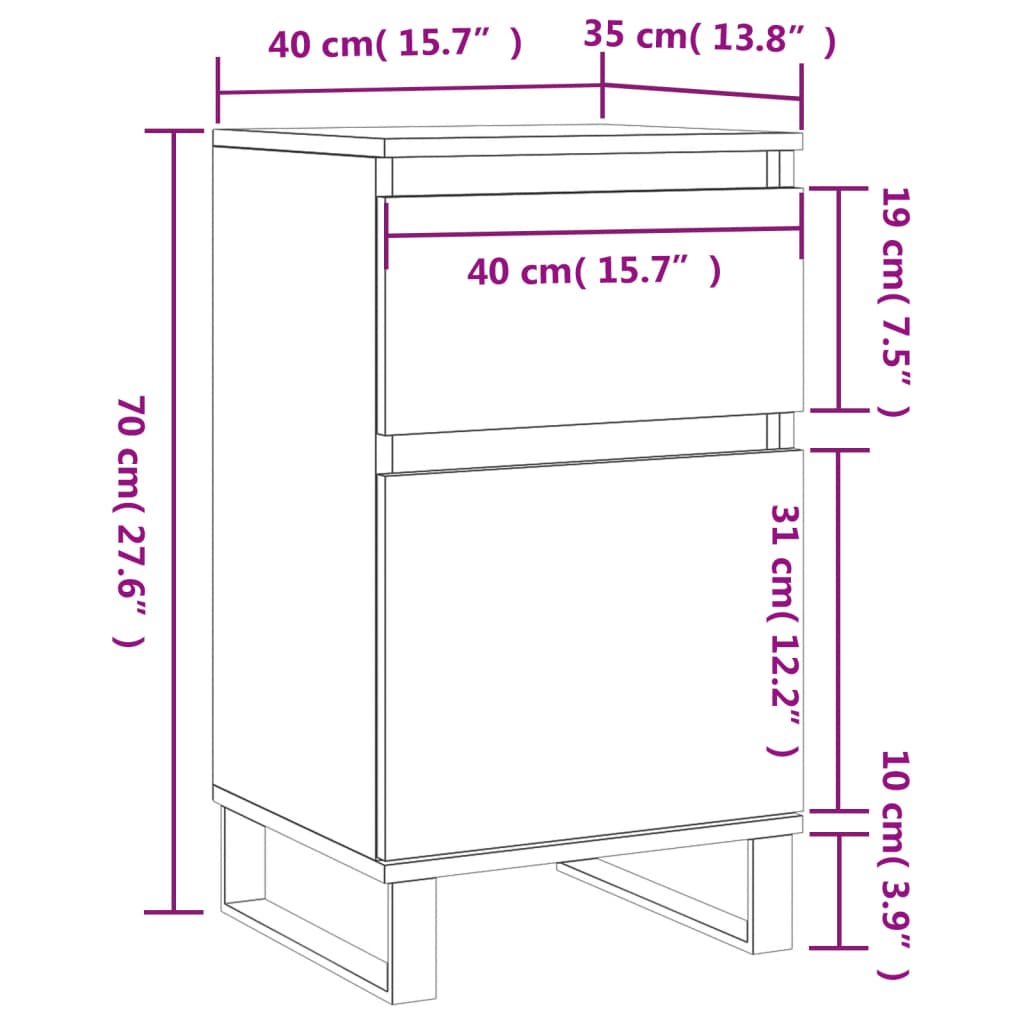 vidaXL Бюфет сив сонома 40x35x70 см инженерно дърво