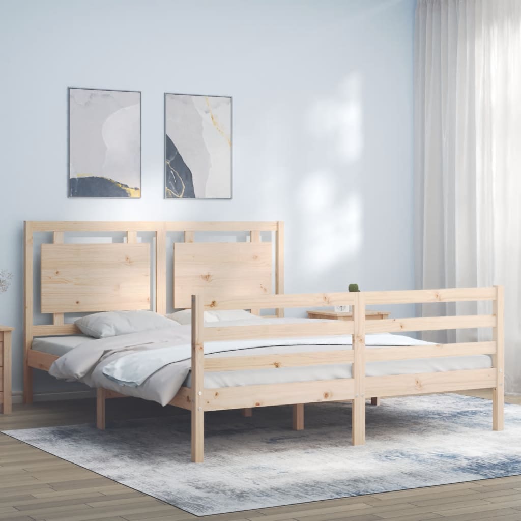 vidaXL Рамка за легло с табла 5FT King Size масивно дърво