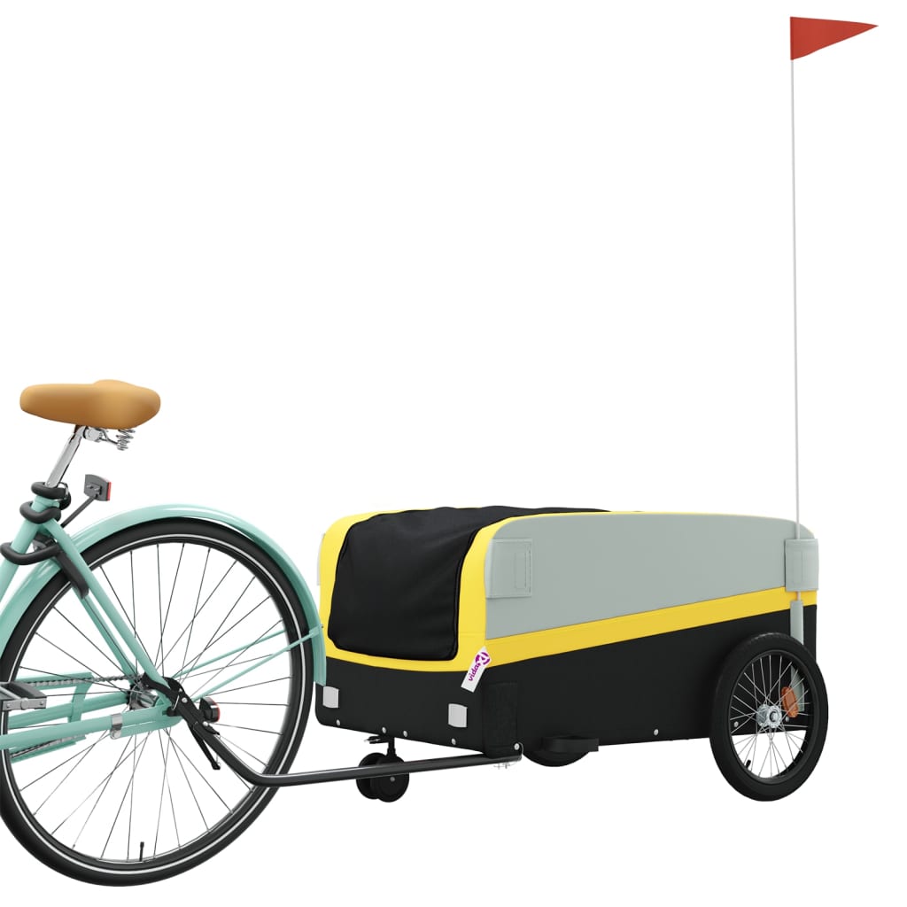 vidaXL Ремарке за велосипед, черно и жълто, 45 кг, желязо