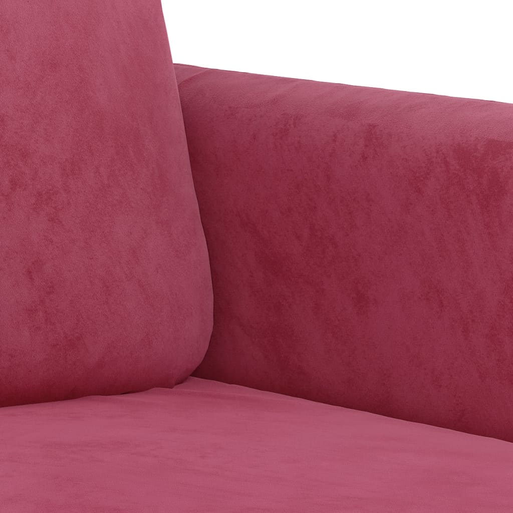vidaXL 3-местен диван, виненочервен, 180 см, кадифе