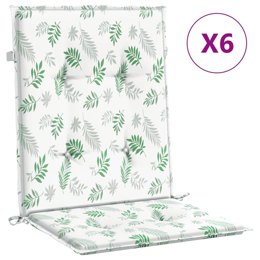 vidaXL Възглавници за стол с ниска облегалка, 6 бр, на листа, текстил