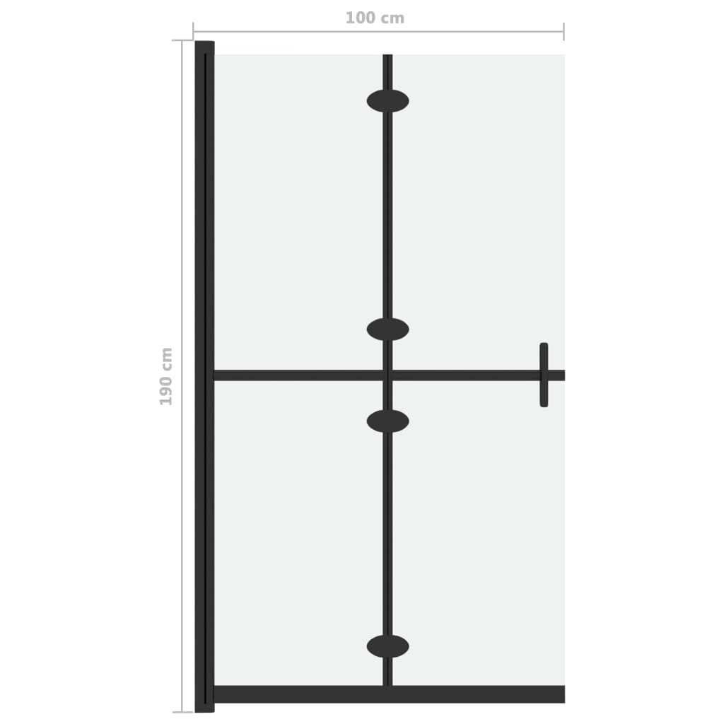 vidaXL Сгъваема стена за душ с матирано ESG стъкло, 100x190 см