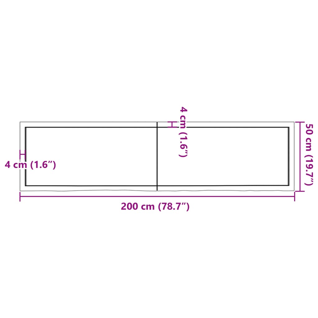 vidaXL Плот за баня 200x50x(2-4) см необработено масивно дърво