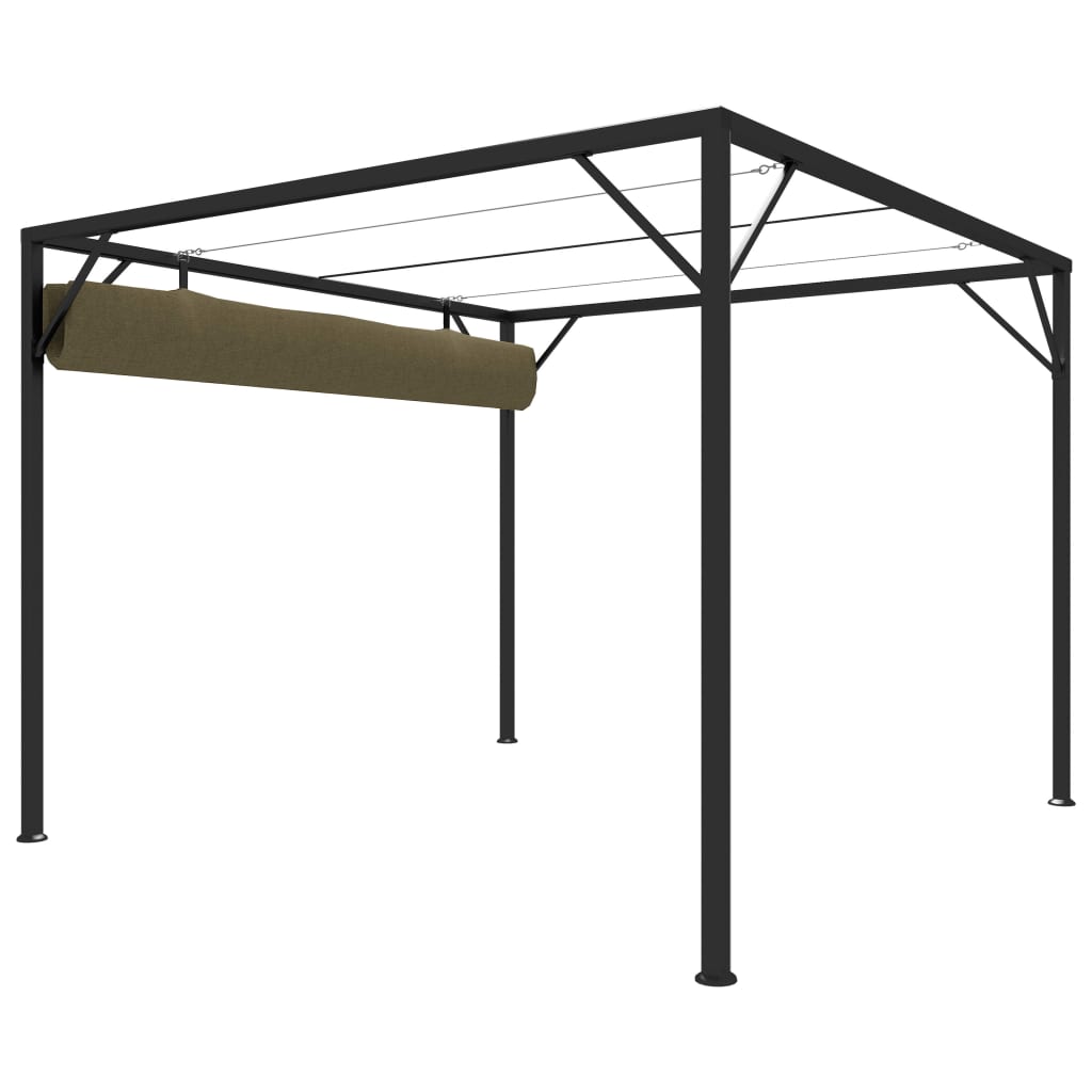 vidaXL Градинска шатра с прибиращ се покрив, 3x3 м, таупе, 180 г/м²