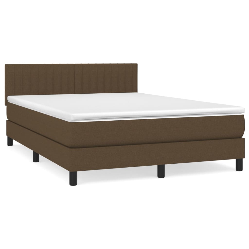 vidaXL Боксспринг легло с матрак, тъмнокафяво, 140x200 см, плат