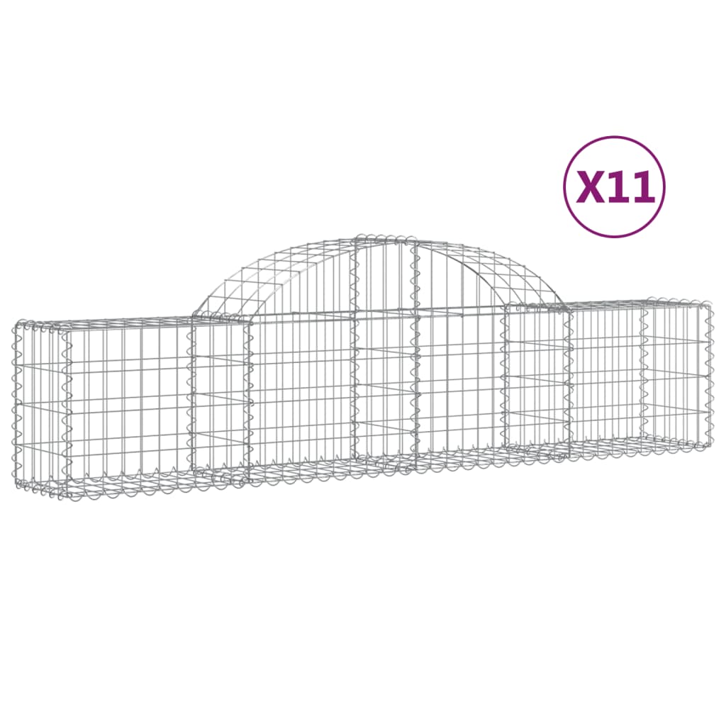 vidaXL Габионни кошници арка 11 бр 200x30x40/60 см поцинковано желязо