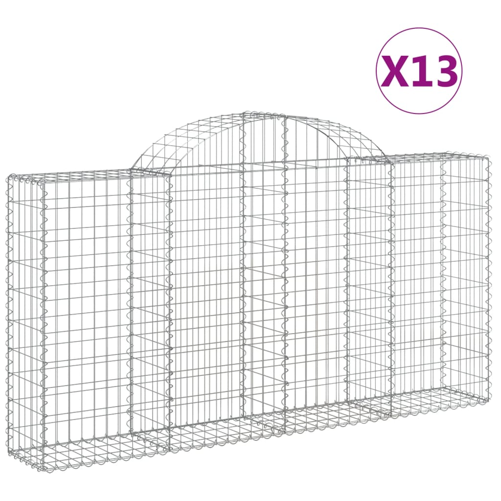 vidaXL Габионни кошници арка 13 бр 200x30x100/120см поцинковано желязо