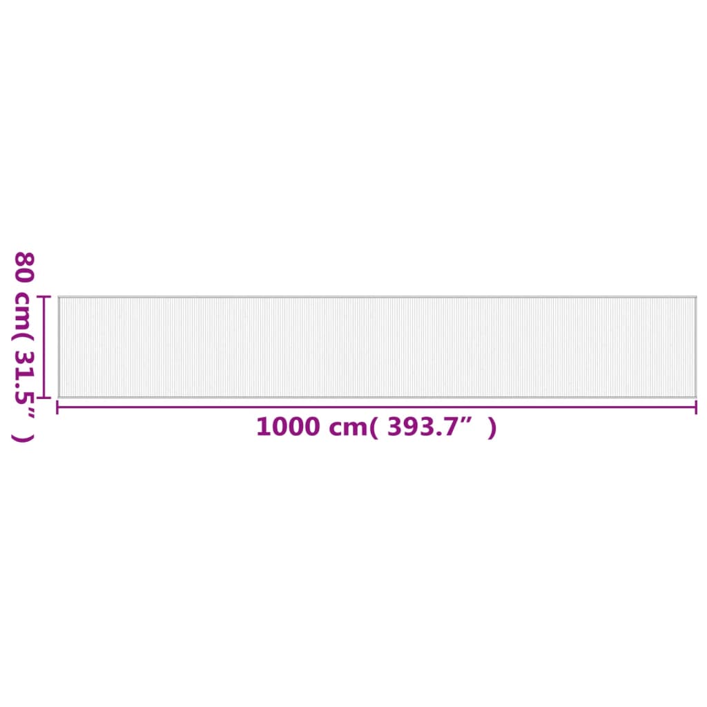 vidaXL Килим, правоъгълен, черен, 80x1000 см, бамбук