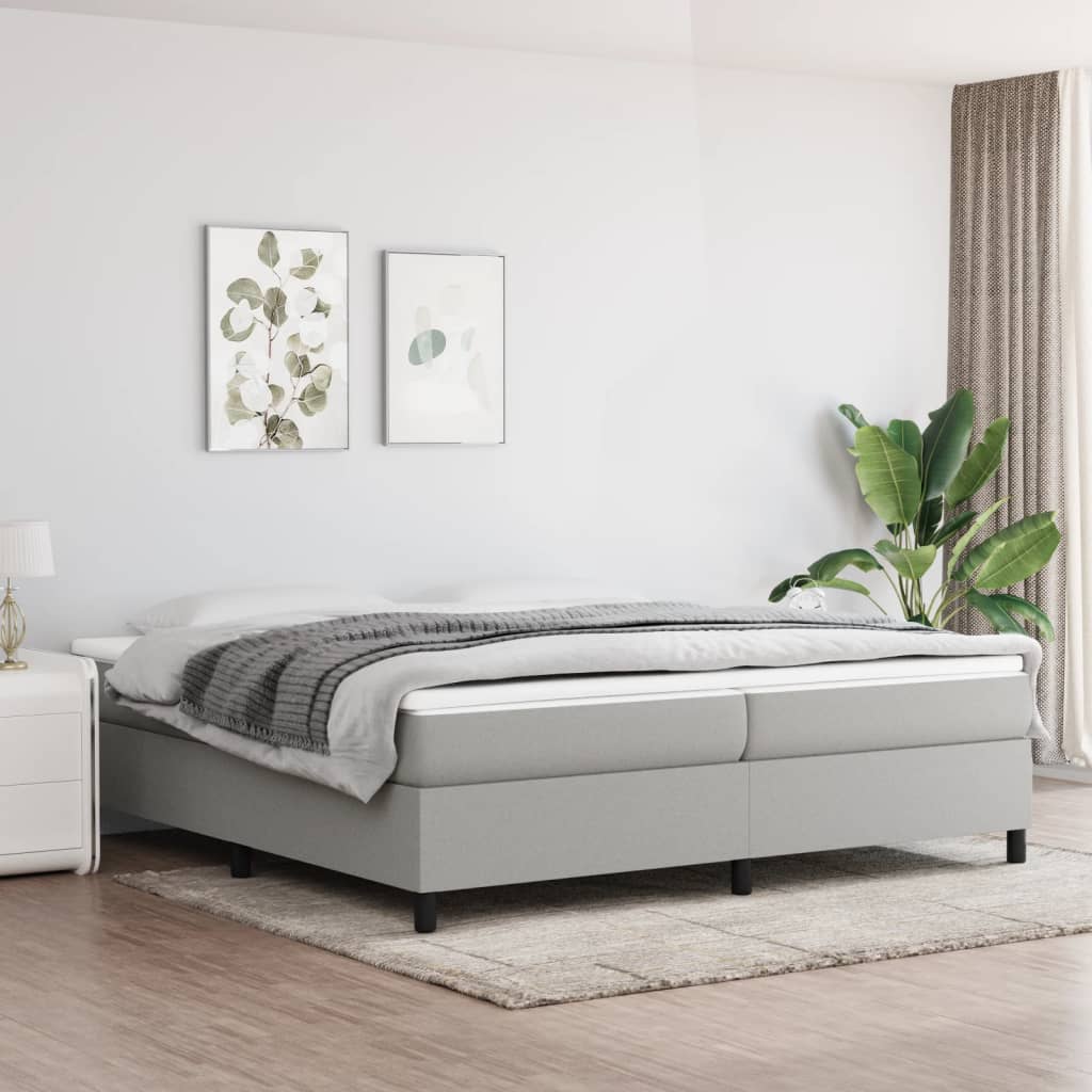 vidaXL Боксспринг легло с матрак, светлосиво, 200x200 см, плат