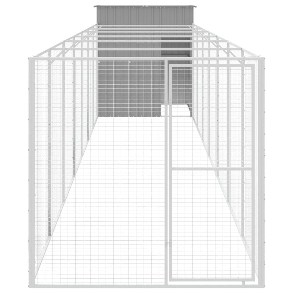 vidaXL Кучешка къща с волиера, 165x863x181 см поцинкована стомана