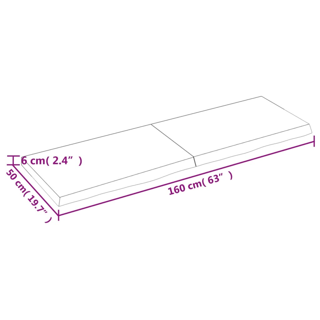 vidaXL Плот за маса светлокафяв 160x50x(2-6) см обработен масивен дъб