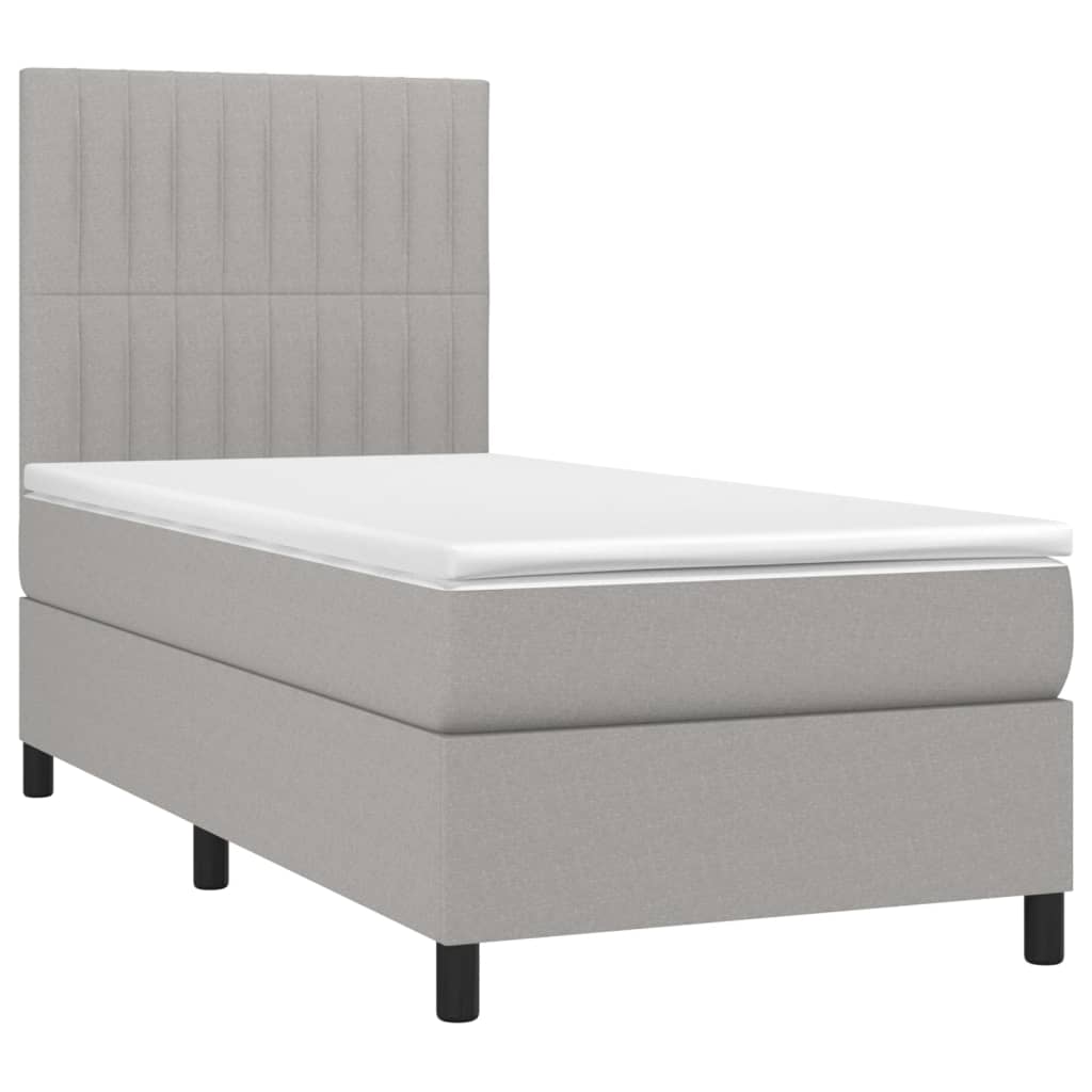 vidaXL Боксспринг легло с матрак, светлосиво, 80x200 см, плат